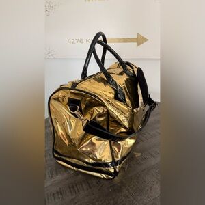 Metallic Gold Duffel Bag with Black Trim - Travel/Limited edition/USE